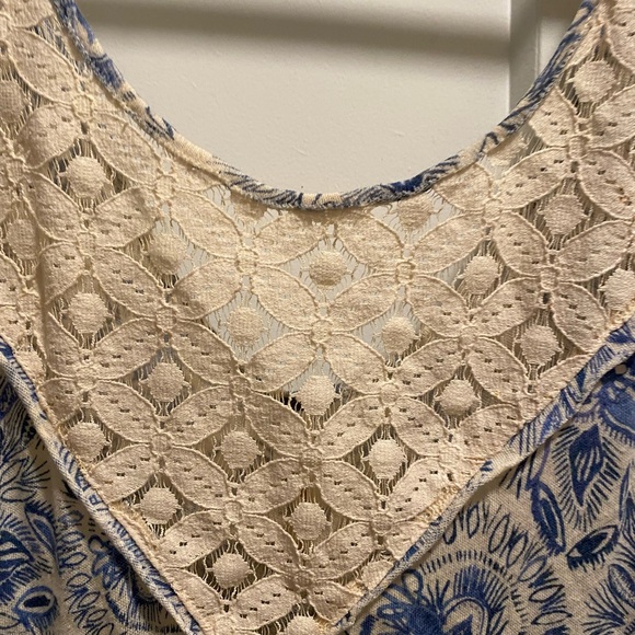 Free People Woven Tank-top. Color- Blue/Beige. Size- Large. - Picture 3 of 11